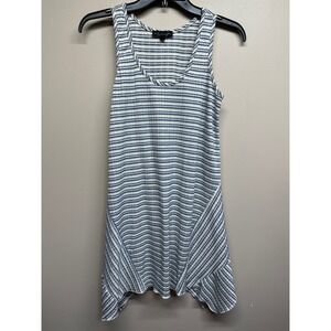 City‎ Triangles Striped Tank Dress Size M Blue White Sleeveless Asymmetrical Hem